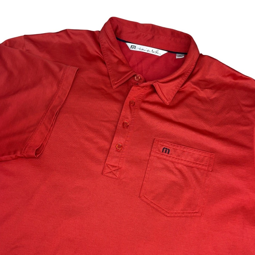 TravisMathew Polo Shirt Mens XXL Red Pima Cotton Blend Short‎ Sleeve Pocket Logo